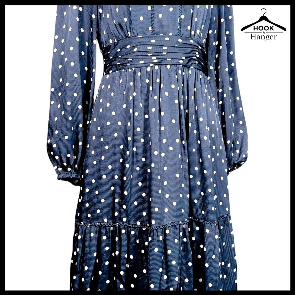 Boden‎ Pippa Navy White Polka Dot Maxi Dress 6 R Spring Wedding Guest Graduation - Picture 6 of 16